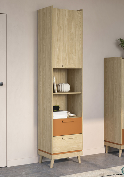 Scandi - Regał 1D2S Dąb Olejowany Ceglany