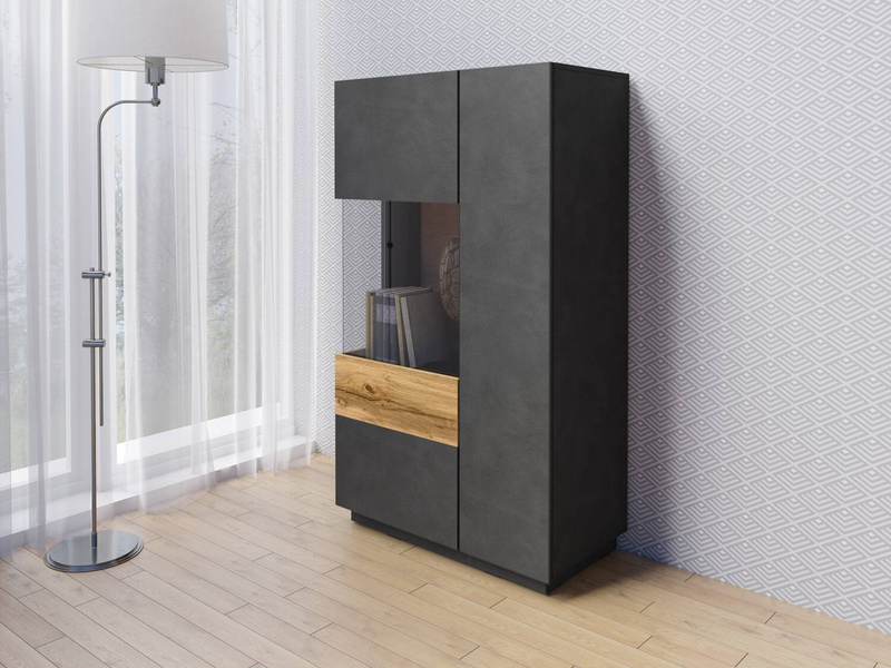 Silke Komoda 2-drzwiowa Wysoka Lewa Matera / Dąb Wotan