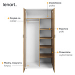 SIMI MS-02 - Szafa 2-drzwiowa Biała/Hikora Naturalna