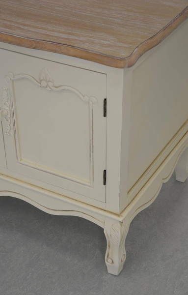 Rimini 034 Komoda RTV 2D/1S prowansalska kremowa beżowy blat drewno/mdf