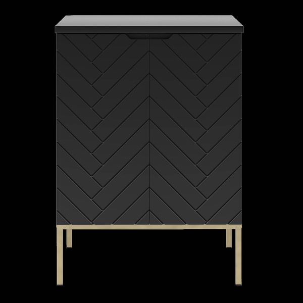 ASPEN-09 - Szafka pod Umywalkę z Blatem 2D 60cm Czarny Mat Zestaw-1 Złoty Stelaż