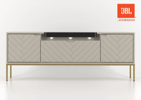 ASPEN-06 - Komoda RTV 3D z Soundbarem JBL i Oświetleniem LED Kaszmir Złoty Stelaż