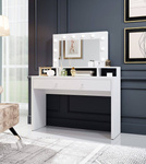 Aria – Toaletka z Lustrem i Oświetleniem 1 Szuflada Biały / Biały Połysk