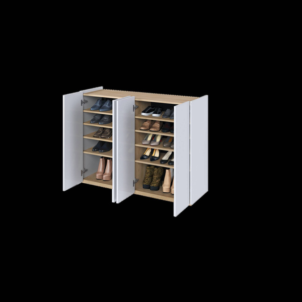 EASY EA-02 - Komoda 4-drzwiowa z Oświetleniem LED Biały Połysk/Dąb Scandi