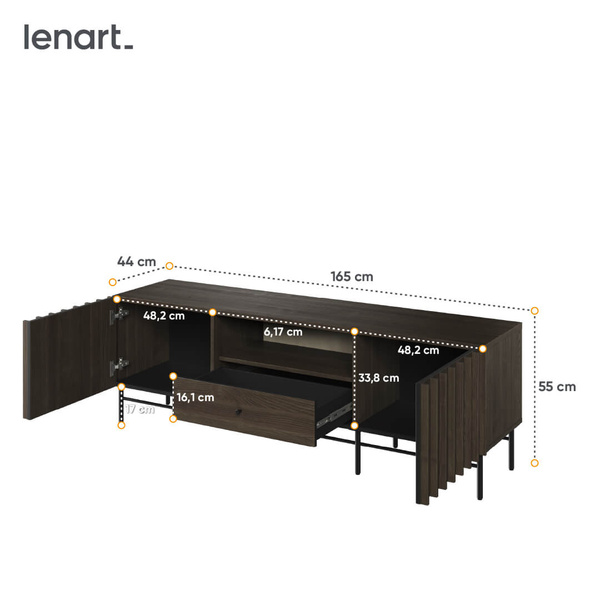 PIEMONTE PE-03 - Szafka RTV 2D1S Jesion Portland/Czarny