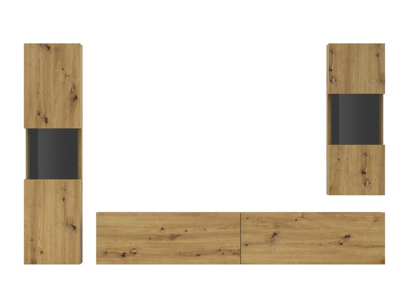 Ava Meblościanka 05+07+40 Dąb Artisan / Czarny