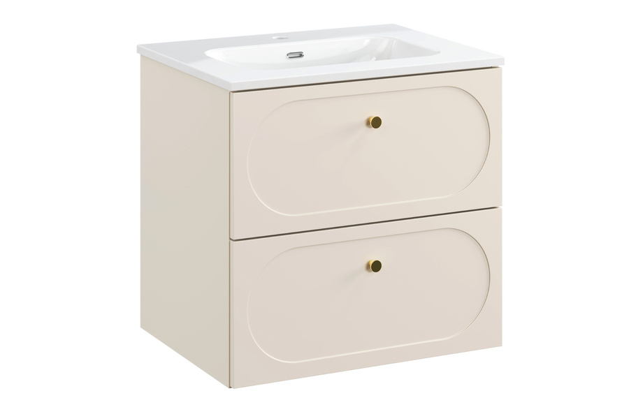 Zestaw Szafka z Umywalką Meblową 60 cm 2 Szuflady Donna Sand