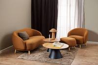 Actona Stolik Kawowy Okrągły Niski Soli Dąb Olejowany Czarny Mat