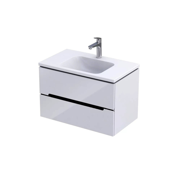 Oristo Szafka Pod Umywalkę Silver 80 cm Biały Połysk Uchwyt Czarny