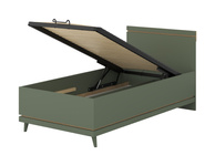 Scandi - Łóżko 100x200 cm ze Stelażem Zgaszona Zieleń Dąb Olejowany