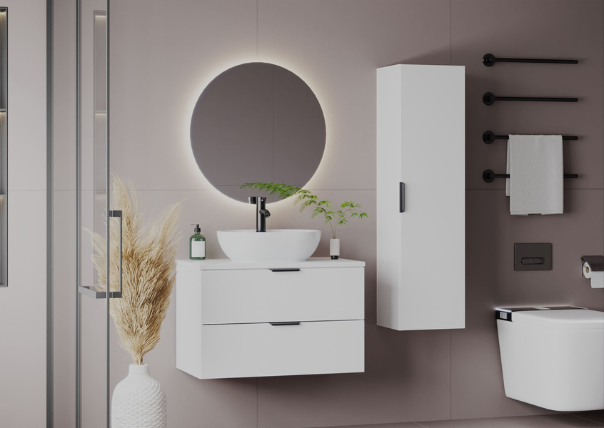 PILE-01 Szafka Pod Umywalkę 2S 80 cm Biały Mat