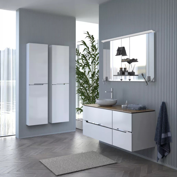 Oristo Szafka Pod Umywalkę 60 cm SILVER UNI Biały Połysk Listwa Chrom Połysk