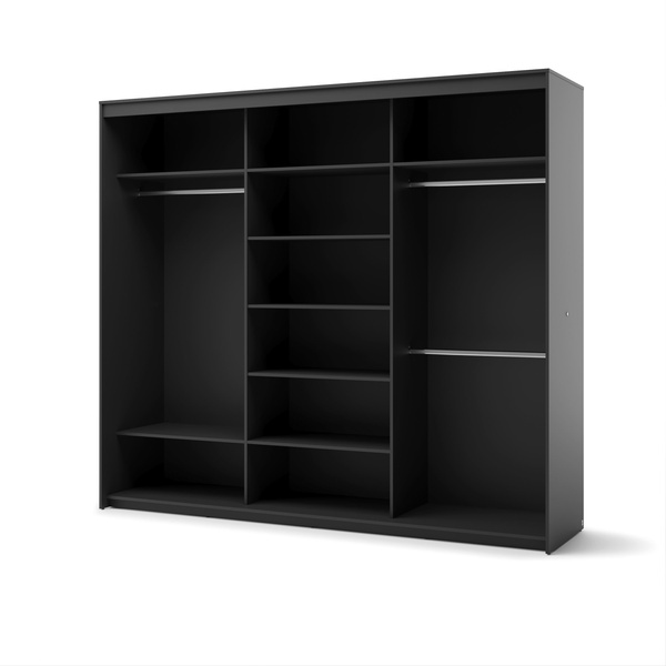 TREND SZAFA TZ-02 - Szafa 3D z Oświetleniem Kasztan Arvadonna Czarny Mat