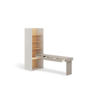 WOOW SET-WOS10PVB - Zestaw Biurko Prawe i Regał Szeroki Szampański/Dąb Vincenza Bielona/Clay Grey