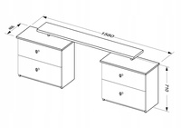 Luiza LZ-74-WB - Konsola Toaletka 4 Szuflady Biały Mat Biały Połysk z Nadrukiem