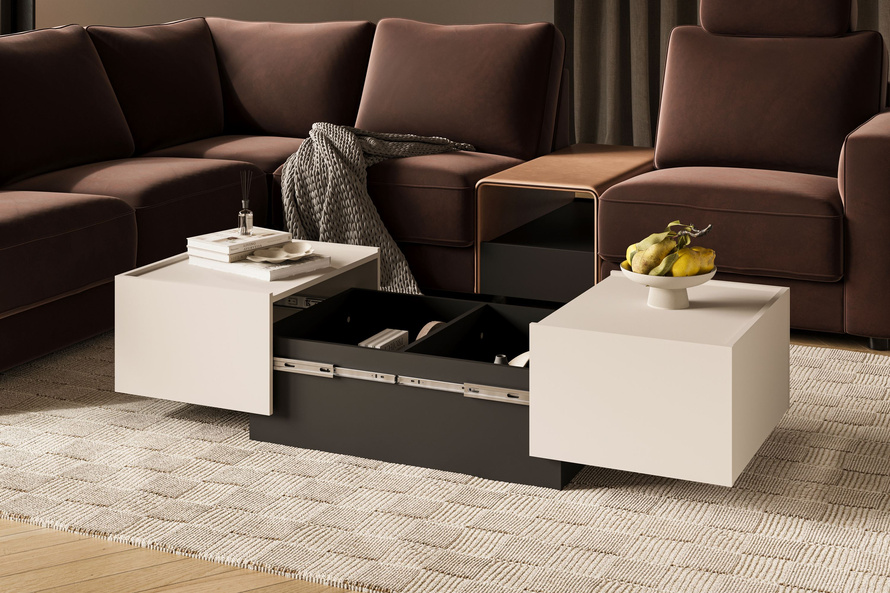 Eko - Stolik Kawowy Rozsuwany Kaszmir Czarny Onyx