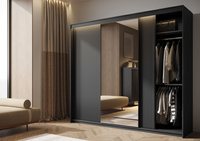 TREND SZAFA TZ-02 - Szafa 3-drzwiowa z Oświetleniem LED Kasztan Arvadonna Czarny Mat