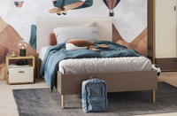 LENNY LY-08 - Łóżko 120 cm Ze Stelażem Dąb Artisan/Beż/Truflowe