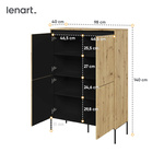 TREND TR-03 - Szafka 4-drzwiowa Z Oświetleniem Dąb Artisan/Czarny