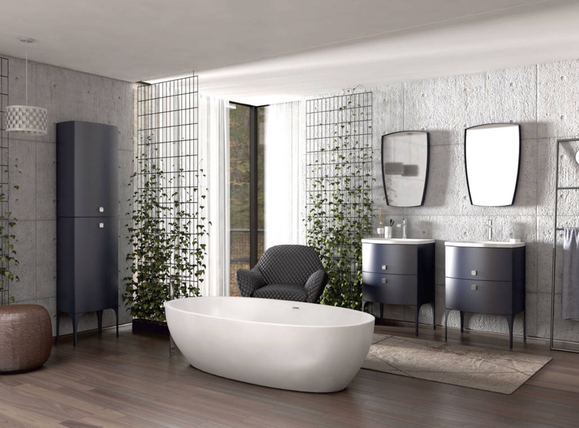 Oristo Lustro w ramie 50 cm LOUIS granatowy mat