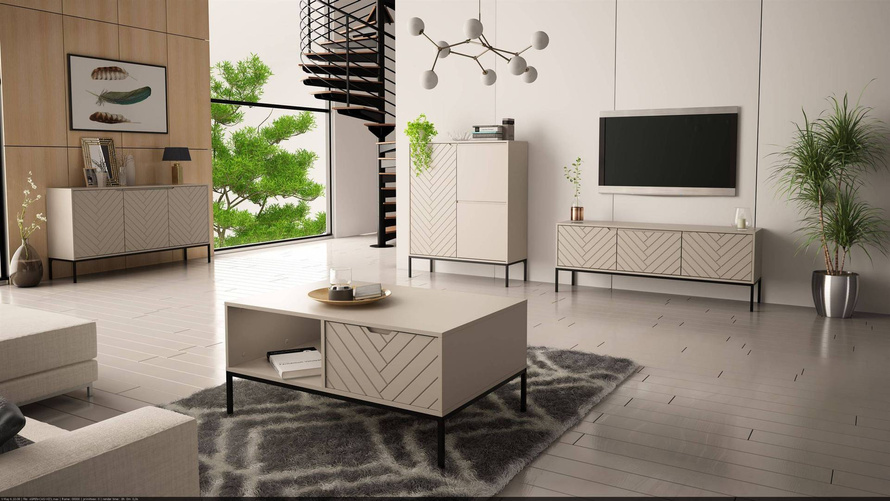 ASPEN-03 - Komoda 3-drzwiowa Kaszmir Czarny Stelaż