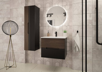 AVELLA-01 - Szafka z Umywalką 2S 80cm Czarny Mat Orzech Zestaw-3