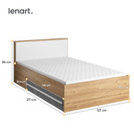 PLANO PN-10 - Łóżko 120 cm 2S ze Stelażem Dąb Nash/Białe/Beton