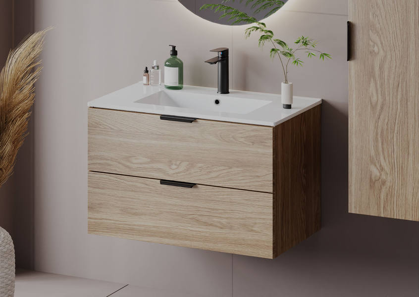 PILE-01 Szafka Pod Umywalkę 2S 80 cm Dąb Olejowany