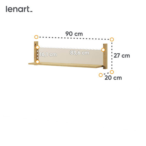 LENNY LY-05 - Półka Wisząca Dąb Artisan/Beż/Truflowa