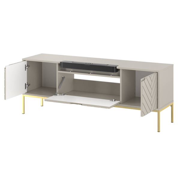 ASPEN-06 - Komoda RTV 3D z Soundbarem JBL i Oświetleniem LED Kaszmir Złoty Stelaż