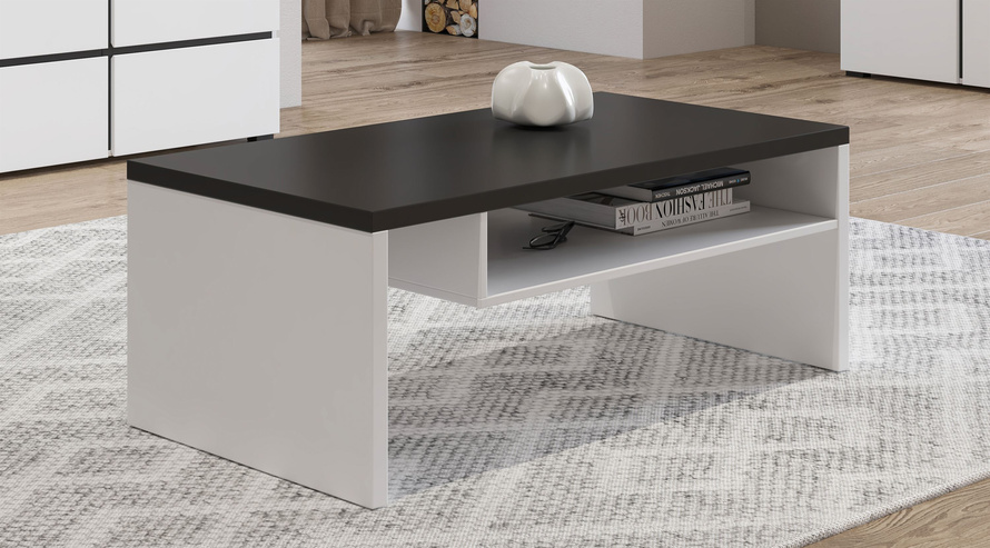 Cross - Stolik Kawowy Biały Czarny Mat