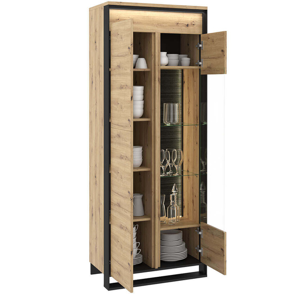 QUANT QA-03 - Witryna 1D1W Z Oświetleniem Dąb Artisan/Czarna