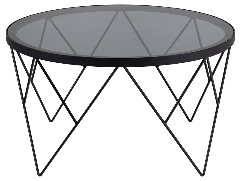 Actona Stolik Kawowy Okrągły Halstow Szklany Czarny