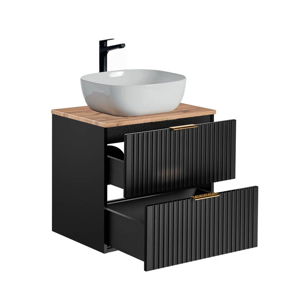 Szafka 60 cm ADEL BLACK z blatem i umywalką SMILE