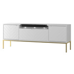 ASPEN-06 - Komoda RTV 3D z Soundbarem JBL i Oświetleniem LED Biały Mat Złoty Stelaż