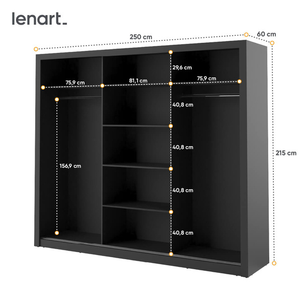 ARTI AR-02 - Szafa Przesuwna 3-drzwiowa Czarna