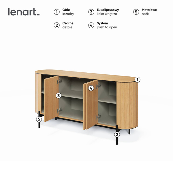 ROTTO RT-03 - Komoda 4-drzwiowa Dąb Vincenza/Eukaliptus