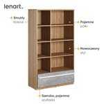 PLANO PN-03 - Regał 1S Dąb Nash/Biały/Beton