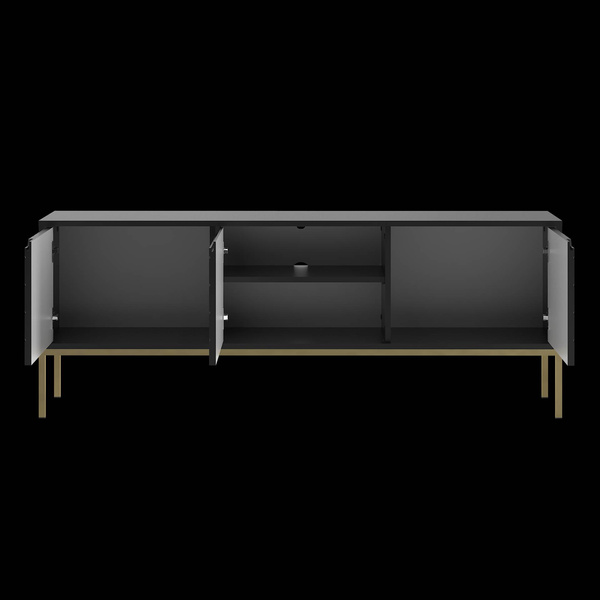 ASPEN-01 - Komoda RTV 3-drzwiowa Czarny Mat Złoty Stelaż