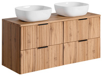 Podwójna Szafka 60 cm ADEL OAK z umywalkami SMILE i blatem 120 cm