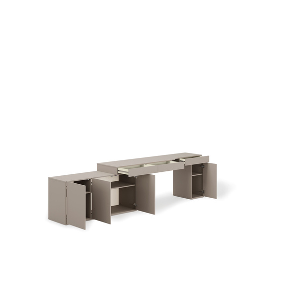 WOOW SET-WOS6L - Zestaw Komoda i Biurko Lewe/Kontenerek Szampański/Dąb Vincenza Bielona/Clay Grey