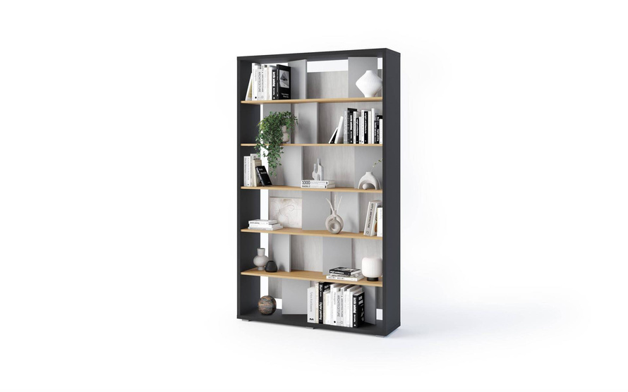FITT FP-01 - Regał z Oświetleniem LED Grafit/Dąb Linearny/Natura/Szary