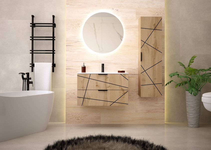 WOOD-03 - Słupek Wysoki 1-drzwiowy 130cm Dąb Wotan