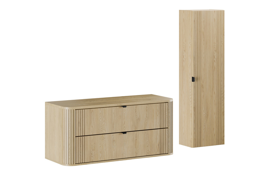 Zestaw Szafka Pod Umywalkę z Blatem 120 cm i Słupek Wysoki Ovalia Cremona