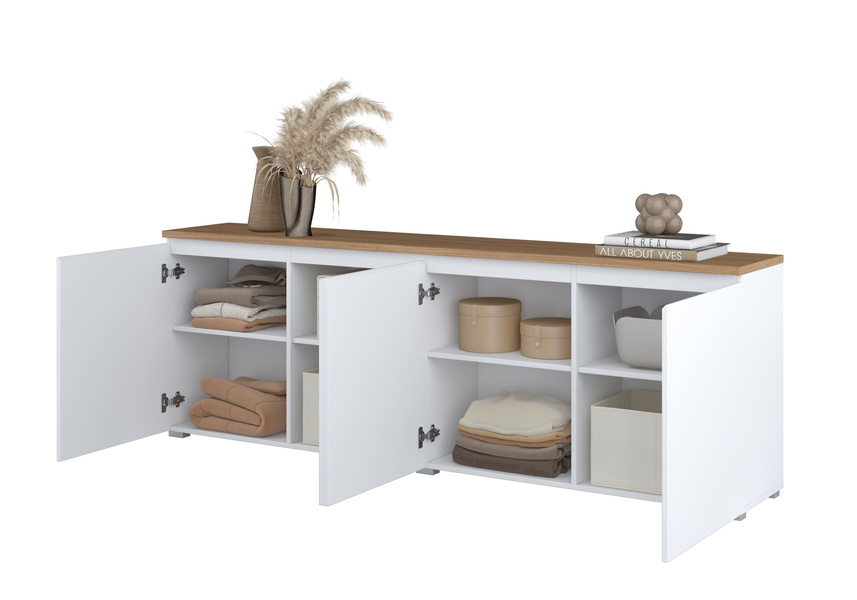 Modo - Komoda 4D Biały Mat Dąb Mauvella