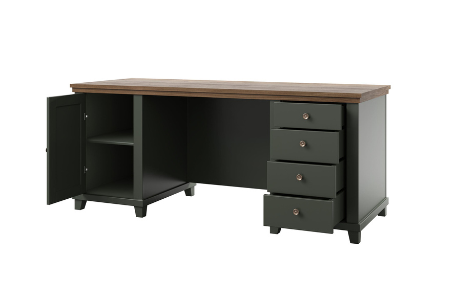 Evora Office - Biurko 1D4S Zielony Dąb Lefkas