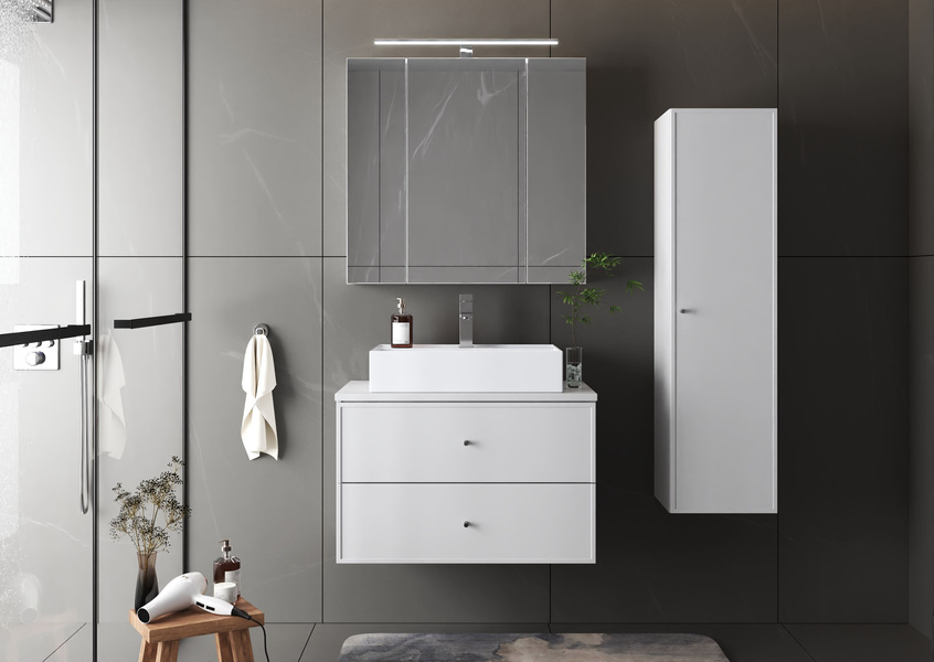 MARCO-01 Szafka Pod Umywalkę 2S 80 cm Biały Mat