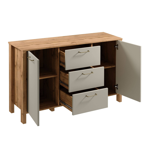 Indygo K2D3S - Komoda 2D3S Dąb Wotan/Beżowy