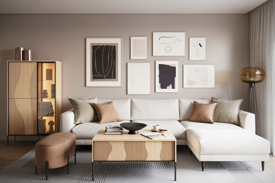 FLOW FW-06 - Stolik Kawowy 1S Dąb Vincenza Bielona Czarny Mat