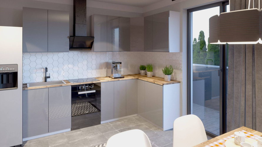 Szafka Kuchenna Dolna 2-drzwiowa Spiżarka Lewa D40SP-L Aspen Grey Szary Połysk